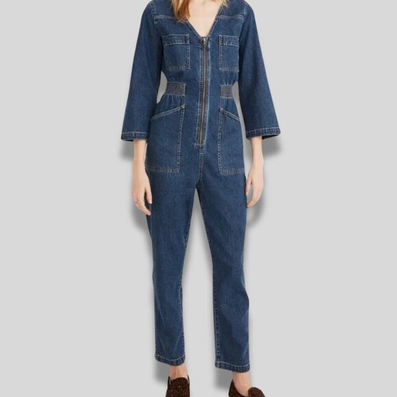 MADEWELL Patch Pocket Denim Coverall Jumpsuit Blue Size S - Picture 1 of 9